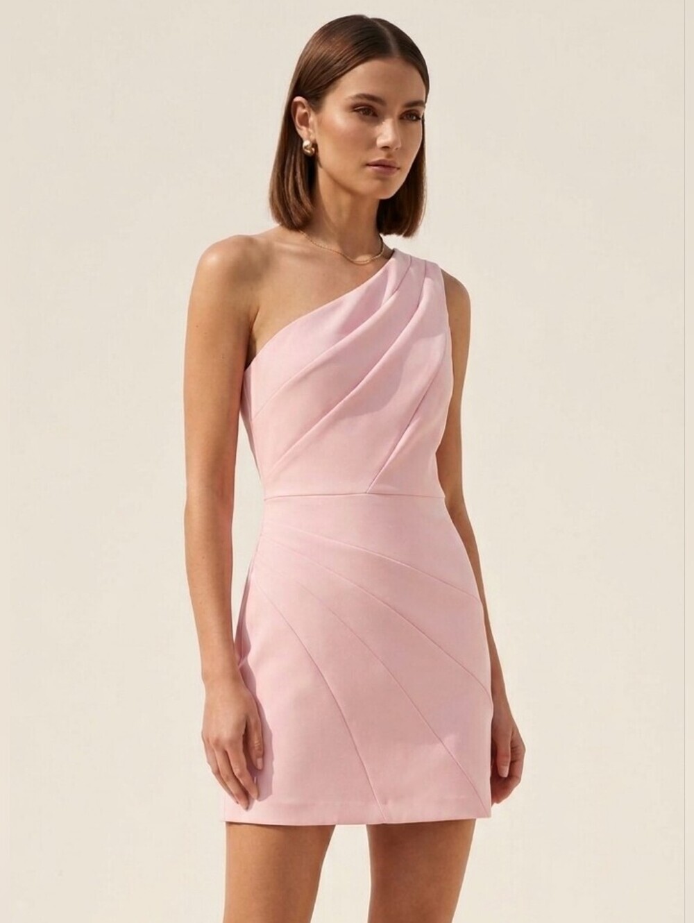 Michael Costello X Revole One Shoulder Dress Pink Pleated Size Medium Event
